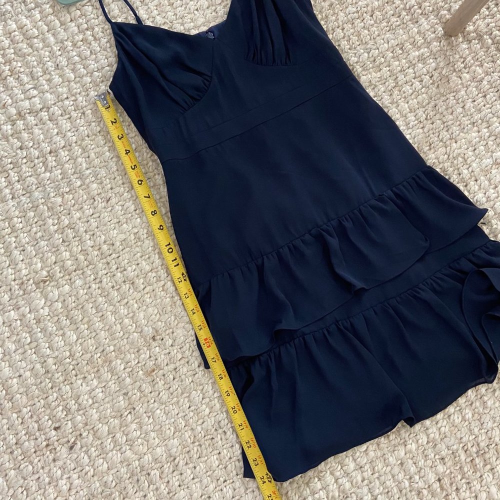 J Crew Cha Cha Tiered Ruffle Mini Dress Navy Blue NWT Size 2